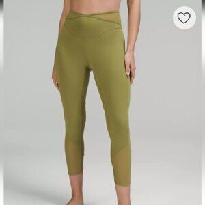Lululemon Nulu And  riss ross Mesh High Rise  rop Sage Green Leggings Size 8